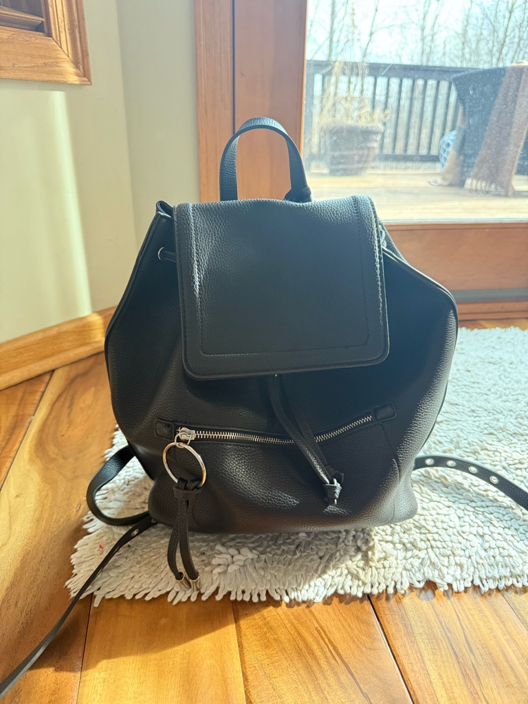 Aldo Schwab Black Pebbled Leather Backpack